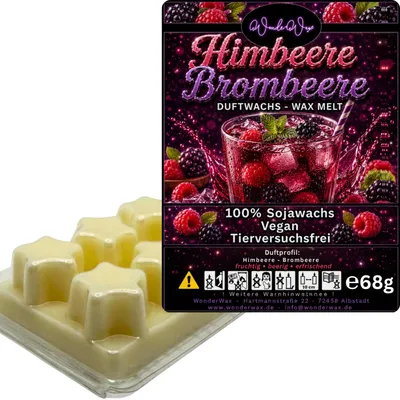 Produktbild von WonderWax Duftwachs Wax Melts für Duftlampe, 6 Sterne Duftmelt Wachsmelt Sojawachs Duftwachs Würfel für Raumdüfte, Wachs Duftöl Winter Indoor Schmelzen für Aromalampe Himbeeren & Brombeeren
