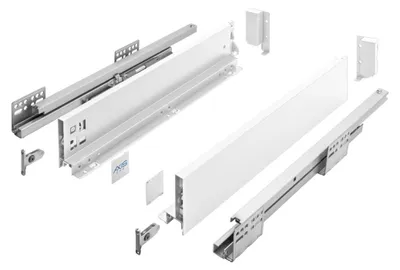 Produktbild von GTV AXIS PRO Schubladensystem, 18 mm Platte, H=86 mm, L=550 mm, mit Soft-Close, Vollauszug, weiß – Stilles Schließen – Der | Högert Technik