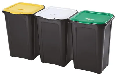 Obrázok produktu pre Odpadkový kôš Tontarelli na triedený odpad s odklápacím vekom, 3 boxy, 44 l, čierny, 8104122AX5