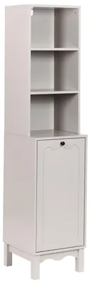 Produktbild von BELIANI Badschrank Hellbeige MDF 165 cm Hoch mit Offenen Regalen Wäschekorb Klassisches Design Geräumig Badezimmer Aufbewahrung Wäscheschrank