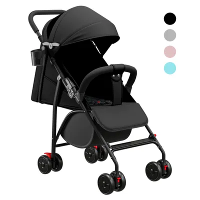 Produktbild von Kinderwagen kinderbuggy klappbar Sportwagen Inkl. Sonnen- und Regenverdeck Schwarz