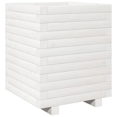 Obrázok produktu pre vidaXL Kvetináč biely 40x40x49,5 cm z masívneho borovicového dreva