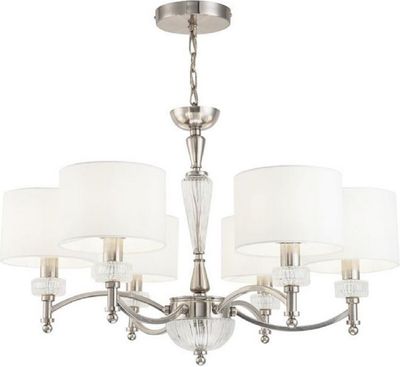 Casa Padrino Kronleuchter Silber / Weiß Ø 70 x H. 46 cm - Prunkvoller Kronleuchter im Neoklassischen Stil
