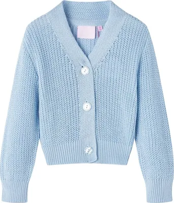 Produktbild von Kinder-Strickjacke Blau Gr. 92 aus 100 % Baumwolle mit Rippstrick-Bündchen