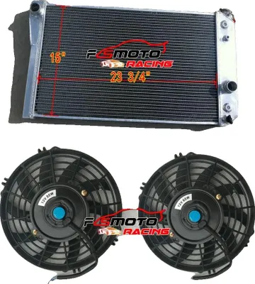 Productafbeelding van Aluminiumradiateur, 3 rijen, 15" hoog x 23 5/8" breed, bovenste aansluiting 1 1/4", onderste aansluiting 1 3/8", compatibel met modellen S10/Blazer van 1982-2002