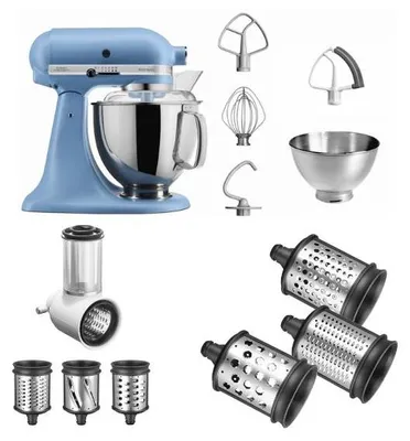 Produktbild von KitchenAid 5KSM175PS mit Gemüseschneider und 3 Zusatztrommeln