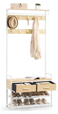Image de Porte-vêtements avec étagère à chaussures | Finition chêne doré mat | 80,4 x 30 x 181,6 cm