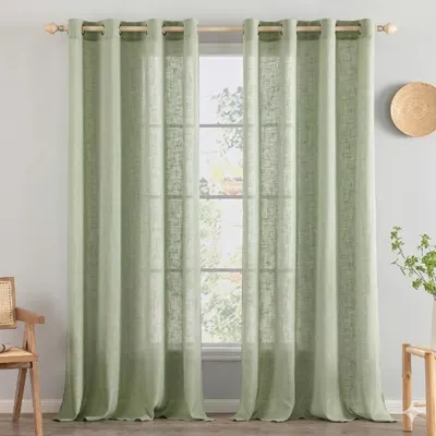 Produktbild von MIULEE Leinen-Gardinen Halbtransparent Dekorativ Grün 2 Stück 140 x 225 cm