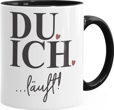 Produktbild von Kaffee-Tasse mit Spruch Du Ich läuft Liebes-Geschenk Partner Freundin Freund Moonworks® Inner-Schwarz Keramik-Tasse