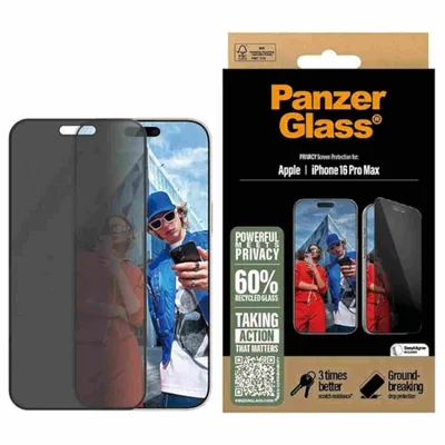 Obrázok produktu pre PanzerGlass - Ultra-Wide Fit Privacy ochranné sklo s inštalačným rámikom EasyAligner pre iPhone 16 Pro Max - čierne