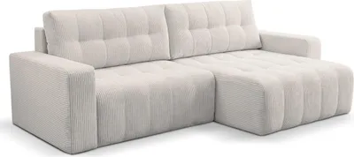 Produktbild von Ecksofa Palermo aus POSO Stoff – modernes Schlafsofa mit Bettfunktion, Bettkasten und universellem Aufbau, komfortables Sofa für das Wohnzimmer (CREME 100)