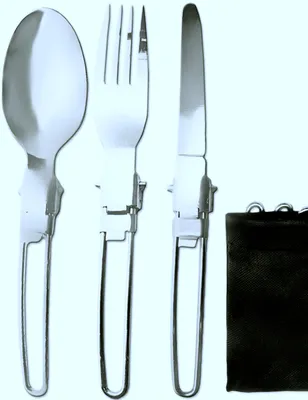 Immagine prodotto di OUTDOOR SAXX® - Posate da campeggio, posate da viaggio, pieghevoli, coltello, forchetta, cucchiaio, custodia da trasporto, per escursioni, campeggio, festival: compatte, leggere, ripiegabili, set da 3 pezzi