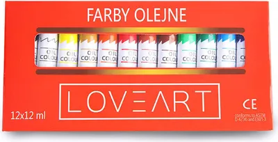 Zdjęcie produktu dla Farby olejne Loveart 12x12ml Szpachelki malarskie 5 sztuk