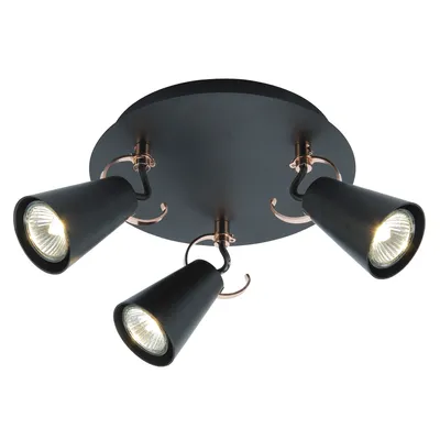 Produktbild von Brilliant Deckenleuchte Spotrondell Saso Schwarz max. 3 x 7W GU10 ohne Leuchtmittel schwenkbar