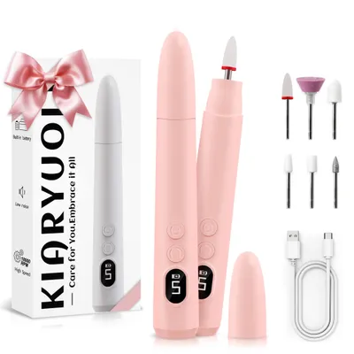 Productafbeelding van Minicee Elektrische nagelfreeser, 20000 RPM, accugestuurde nagelfreeserset met 6 opzetstukken voor manicure en pedicure, draadloos, roze