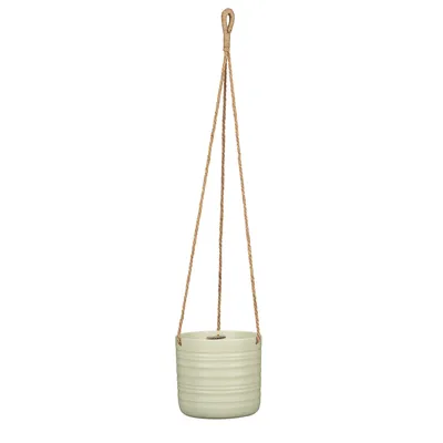 Produktbild von Scheurich Cottage, Hängeampel aus Baumwolle Länge 56 cm & Keramik,  Farbe: Silent Green, 14,2 cm Durchmesser, 12,8 cm hoch, 1,5 l Vol.