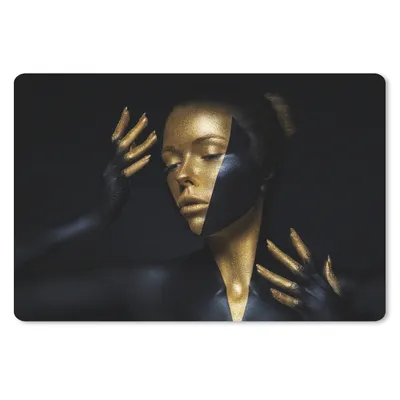 Produktbild von MuchoWow® Schreibtischunterlage Make-up - Kunst - Frau - Luxus - Gold 60x40 cm - XXL Mauspad - Großes Mauspad