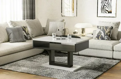 Image de Endo-Möbel Table basse Tilo 110x60x58 cm Table de salon avec étagère (blanc brillant)