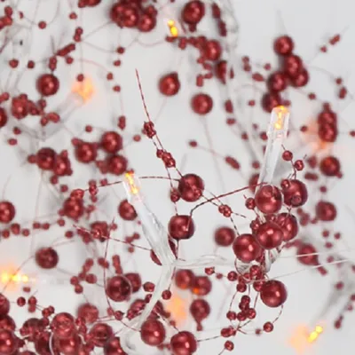 Produktbild von 20er LED-Perlenlichterkette warmweiß-rot 1m Batteriebetrieben 54161-r