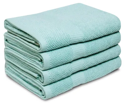 Produktbild von DoubleDry Handtücher Set - Popcorn Weave Kollektion - 70x140 cm - 4 Teilig - 100% Baumwolle - 450 g/m² - Weich - Saugfähig -   Green  - Mint