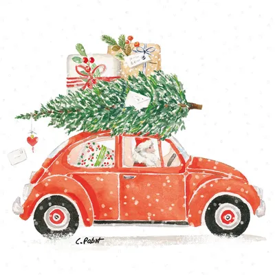 Produktbild von 20 Servietten Christmas Delivery - Santas Weihnachtsauto 33x33cm