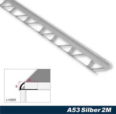 Produktbild von Effector Fliesenschiene aus eloxiertem Aluminium - Fliesenkanten Schutz - (Viertelkreisprofil silber) Fliesenkantenprofile Abdeckung Übergangschiene