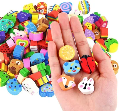Produktbild von Radiergummis 30 Stueck, Tier- und Blumenformen, fuer Kinder, fuer Schule und Partys