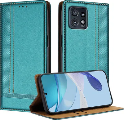 Produktbild von Handyhülle für Motorola Edge+ 2023/Edge 40 Pro/Moto X40 Leder Flip Klappbare Schutzhülle mit Standfunktion Grün