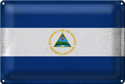 Produktbild von Blechschild Flagge Nicaragua 30x20cm Flag Nicaragua Vintage