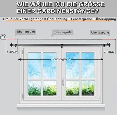 Produktbild von Famanu Gardinenstange verstellbar - 70-270 cm, extra lang, für Badezimmer und Schlafzimmer