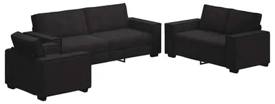 Image de vidaXL Ensemble de canapés 3 pièces avec coussins Noir velours