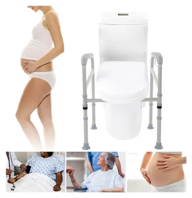Produktbild von Höhenverstellbarer Handlauf für Badezimmer-WC, Stützstange aus Kohlenstoffstahl für ältere Menschen und Menschen mit Behinderungen, verstellbar von 60 bis 70 cm, faltbar
