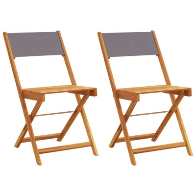 Produktbild von "WINTER SALE"Stuhl Terrasse - Bistrostühle 2er set - Balkonmöbel - Campingstuhl elegantes Design - Anthrazit Massivholz Akazie & Stoff - 41x52,5x80cm - Gartenstühle NeuMöbel420202