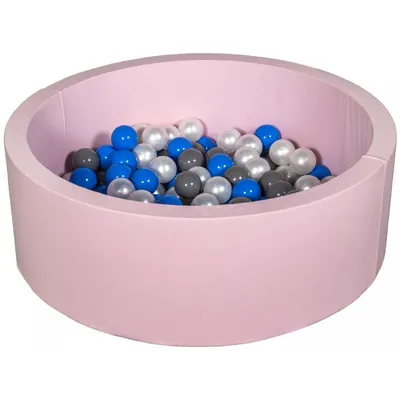 Image de Piscine à balles aire de jeux + 150 balles rose perle, bleu, gris