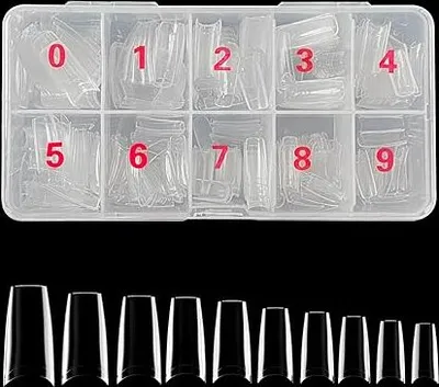 Produktbild von 500 Stück Nagelspitzen für Acryl Künstlich, 10 Größen mit Klarsichthülle, Falsche Nägel Nageltips Französisch, Geeignet für Frauen Nagelstudios, DIY-Maniküre, Tänzer und mehr(Transparent)