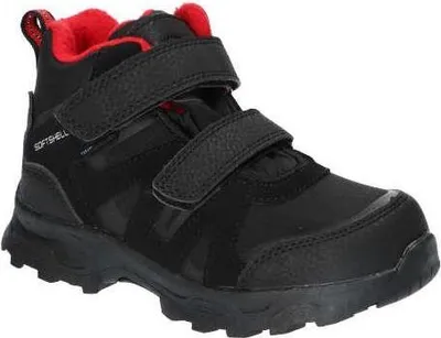 Produktbild von American Club Sn3222 Kinder Winterstiefel Softshell mit Klettverschluss | Gefüttert mit Fleece | Wasserdicht, Rutschfest & Warm | hochwertig Winterschuhe Schwarz/Rot 32