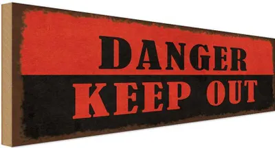 Produktbild von vianmo Holzschild 10x27 cm Danger keep out Dekoration