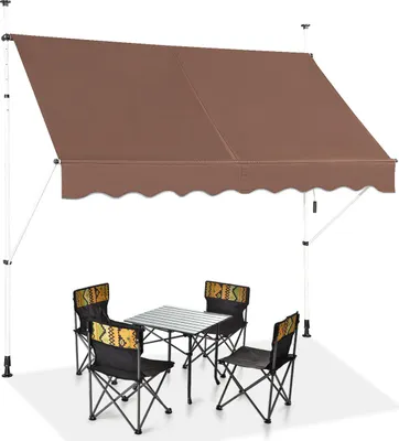Produktbild von GOPLUS Klemmmarkise Balkon, Terrassenmarkise Balkonmarkise Sonnenschutz ohne Bohren, UV-beständig höhenverstellbar, 200cm, Braun
