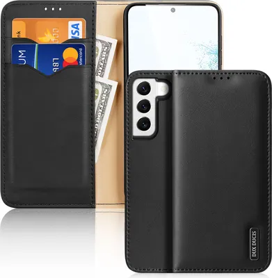 Produktbild von Dux Ducis Hivo Leder Flip Case Echtleder Cover Karten- und Ausweishülle für Samsung Galaxy S22+ (S22 Plus) Schwarz
