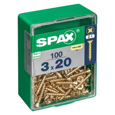 Immagine prodotto di Set di 100 viti in acciaio a testa svasata pozidriv SPAX, Diam.3 mm x L.20 mm