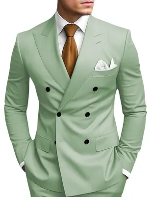 Produktbild von HANBANGWEI Zweireihiger Anzug für Herren, schmale Passform, zweireihig, Blazer,
