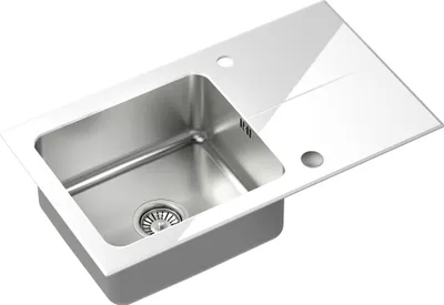 Produktbild von QUADRON Spülbecken 1-Becken Spüle | Größe: 77 x 44 x 19 cm | HUGH 111 | Küchenspüle Glass & Edelstahl mit Siphon | Weiß & Stahl PVD