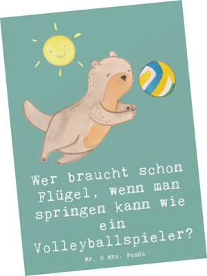 Produktbild von Mr. & Mrs. Panda Postkarte Volleyball Sprung - Meeresbrise - Geschenk, Ansichtskarten, Gemeinschaft, Sportart, Sportler, bildkarte, Sport, Postkarten, Flügel, Grußkarte