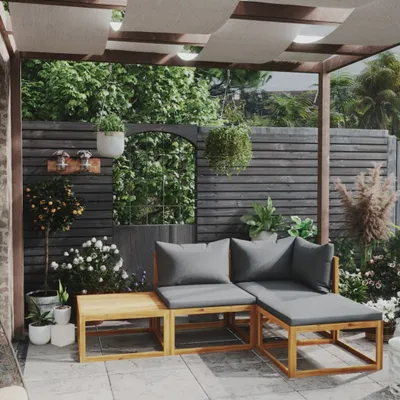 Produktbild von The Living Store 4-tlg. Garten-Lounge-Set mit Auflagen Massivholz Akazie