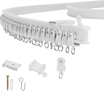 Obrázok produktu pre Fiqops Curtain Track ohýbateľné flexibilné záclony Track + 30 roliek hák bočné upínanie, 3M