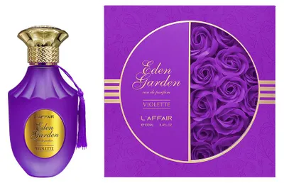 Zdjęcie produktu dla Allure Eden Garden Violette, woda perfumowana dla kobiet, pojemność 100 ml. Nuty zapachowe: mandarynka, porzeczka, wanilia