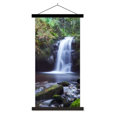 Produktbild von MuchoWow® Textilposter Wasserfall - Natur - Wasser 90x180 cm mit schwarzem Rahmen - Dekoration Wohnzimmer