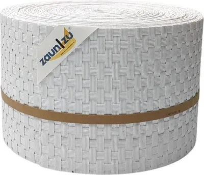 Produktbild von Sichtschutzstreifen zaun|zu RATTAN 26m Rolle Zaunblende für Doppelstabmattenzaun Weiß 26m