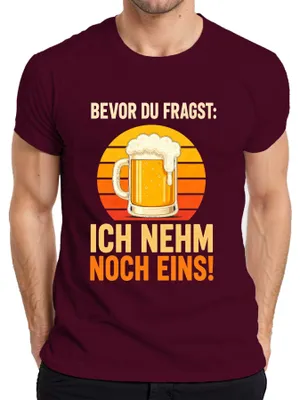 Obrázok produktu pre Tričko s nápisom "Bevor du fragst: ešte jedno pivo", motívom pitia, zábavy a osláv, pánske, bordó, veľkosť XXL