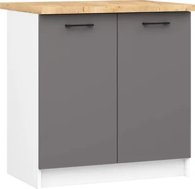 Produktbild von Küchen-Unterschrank mit Arbeitsplatte OLIWIA Weiß,Graphitgrau B80xH85xT46 cm